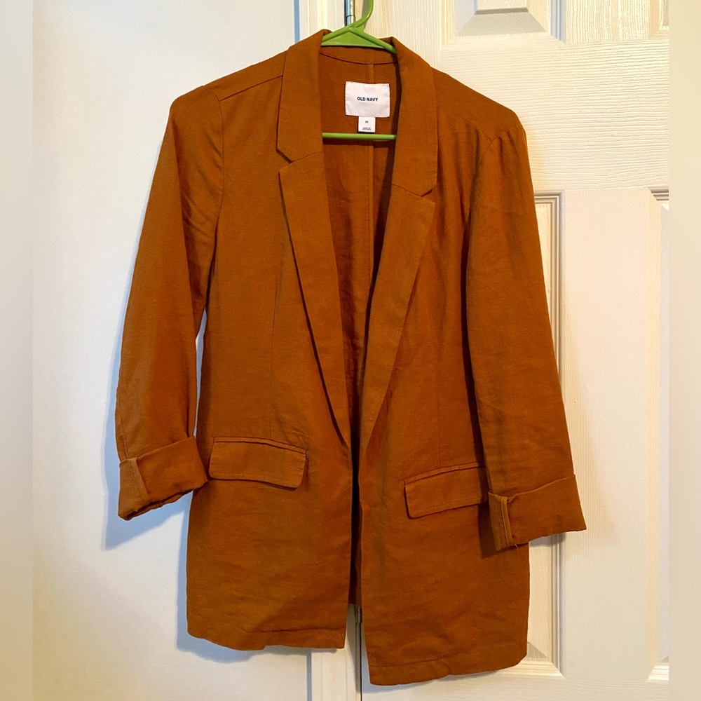 Autumn Orange Linen Blazer Style Jacket